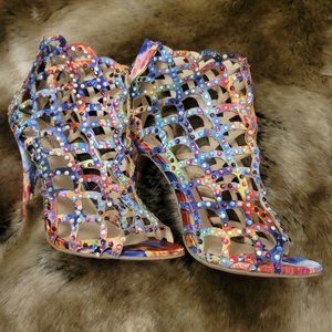 Zigi Soho 4" multicolor heels, zip up back